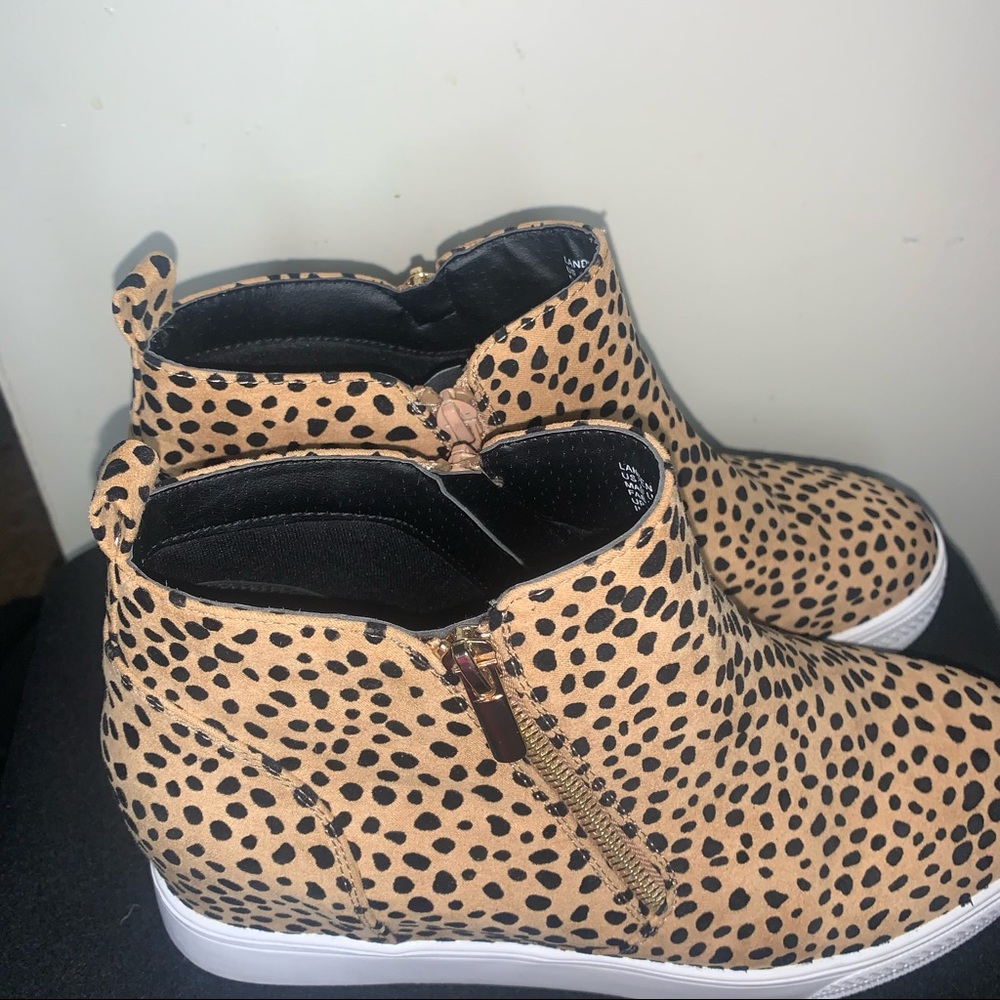 Justfab Landen Animal Print High Top Wedge Sneaker View 5